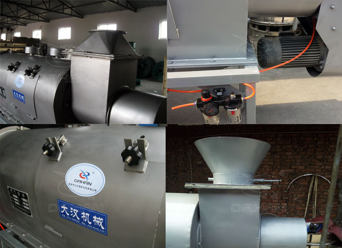 氣旋篩：電機，進料口，氣壓裝置等特寫圖片