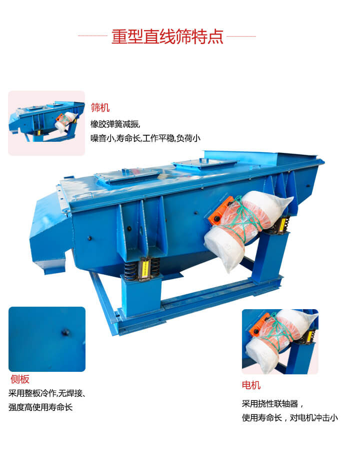 重型直線篩：篩機(jī)，側(cè)板，電機(jī)展示圖